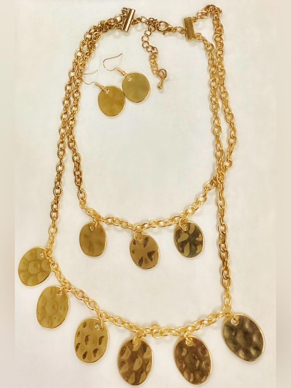 Gold-Tone Layered Coin Necklace & Earrings Set